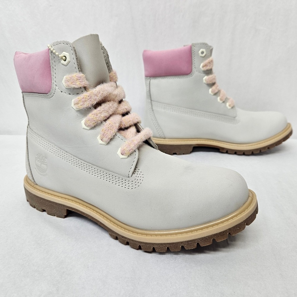 Timberland Premium 6 Inch Waterproof Boot Natural Nubuck A2HR8 Pink Women Size 8